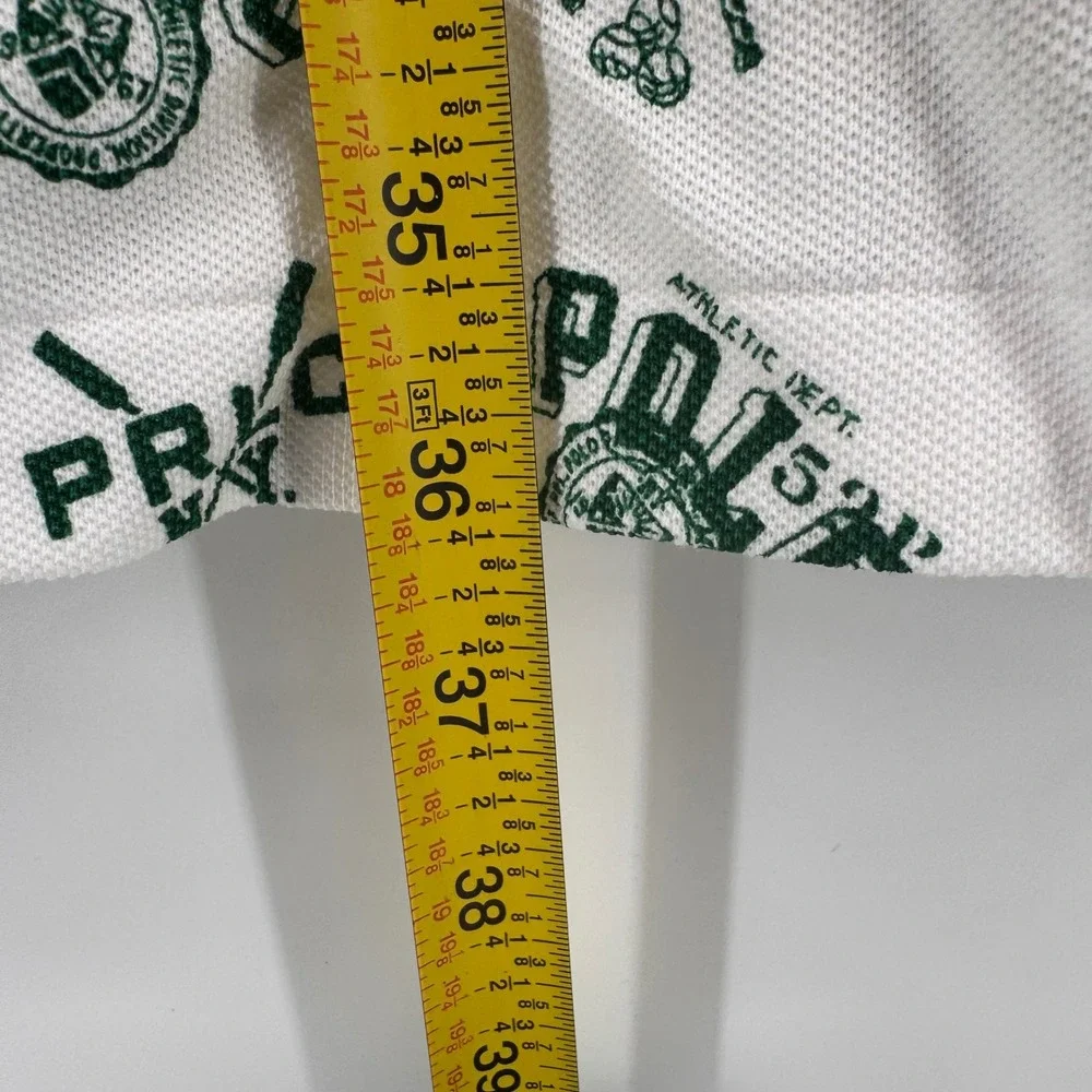 Polo Ralph Lauren Polo Shirt Men 4XB White Green All Over Tennis Print New